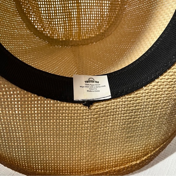 Twisted Tea promotional Natural Woven Cowboy Straw Hat with Black Band - Picture 2 of 5